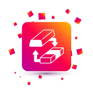 Beyaz altın değişim para ikonu beyaz arka planda izole. Para değiştirici. Kare renk düğmesi. Vektör