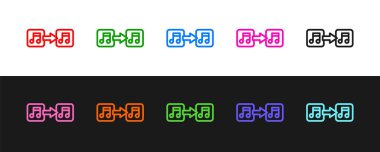 Satır Müzik, ton simgesi siyah ve beyaz arkaplanda izole edildi. Vektör.