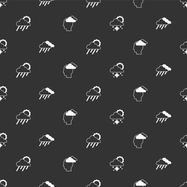 Bulut 'u kar, güneş, yağmur ve insanoğlunun başağrısı ile donat. Vektör