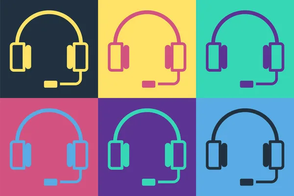 Pop Art Headphones Ícone Isolado Fundo Cor Fones Ouvido Conceito — Vetor de Stock