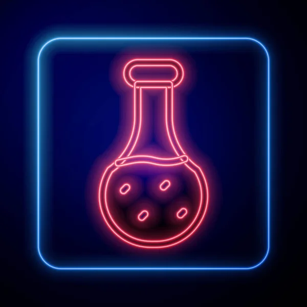 Светящаяся Неоновая Пробирка Значок Лабораторного Теста Химической Фляжки Изолированы Черном — стоковый вектор