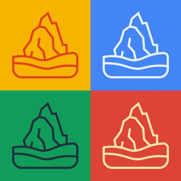 Pop Art Linie Iceberg Symbol Isoliert Auf Farbigem Hintergrund Vektor — Stockvektor