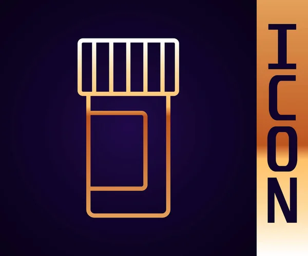 金线药瓶和药丸图标隔离在黑色背景 瓶装药丸标志 药房设计 — 图库矢量图片