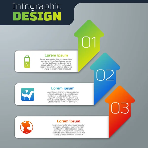 Definir Bateria Gráfico Gráfico Gráfico Infográfico Globo Terrestre Modelo Infográfico — Vetor de Stock