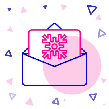 Beyaz arka planda izole edilmiş çizgi Noel kartı ikonu. Mutlu Noeller ve mutlu yıllar. Renkli taslak konsepti. Vektör