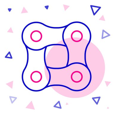 Çizgi bisiklet zinciri simgesi beyaz arkaplanda izole edildi. Bisiklet zinciri sıçrama iletimi. Renkli taslak konsepti. Vektör