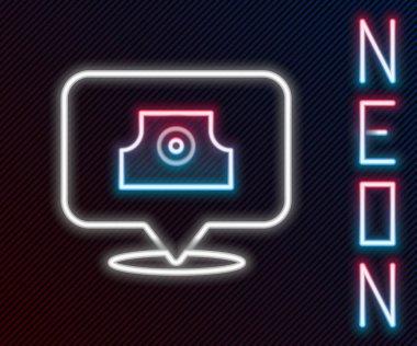 Parlayan neon hattı spreyi siyah arkaplanda izole edilmiş başlık simgesini temizleyebilir. Renkli taslak konsepti. Vektör