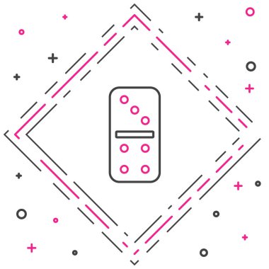 Domino çizgi simgesi beyaz arkaplanda izole edildi. Renkli taslak konsepti. Vektör