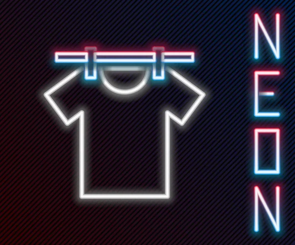 Glödande Neon Line Torka Kläder Ikonen Isolerad Svart Bakgrund Ren — Stock vektor