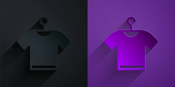 纸裁剪T恤图标隔离在黑色紫色背景 造纸艺术风格 — 图库矢量图片