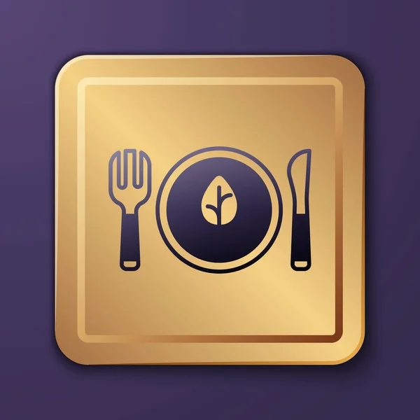 Purple Vegan Food Diet Icon Isolated Purple Background Organic Bio — Stock Vector