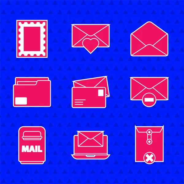 Set Envelope Laptop Envelope Delete Mail Box Document Folder Postal — Stock Vector