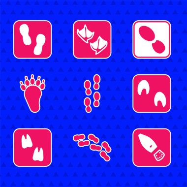 İnsan ayak izleri, at pençesi, deve, ayı ve ikon. Vektör