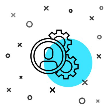 Siyah çizgi kafa avlama simgesi beyaz arkaplanda izole edildi. İş hedefi ya da İstihdam tabelası. İş için insan kaynakları ve adam toplama. Rastgele dinamik şekiller. Vektör.