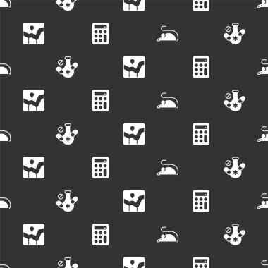 Deneysel fare, Medicine hapı, Grafik grafiği bilgisi ve hesap makinesini kusursuz desen üzerine ayarla. Vektör