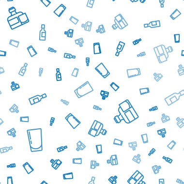 Bardağı suyla, viski şişesiyle, bardakla ve şampanyayla sabitleyin. Vektör.