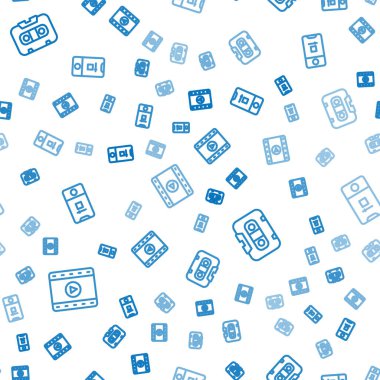 Satır Play Video, Retro ses kaseti, fotoğraf ve video çekimlerini kusursuz şekilde ayarla. Vektör