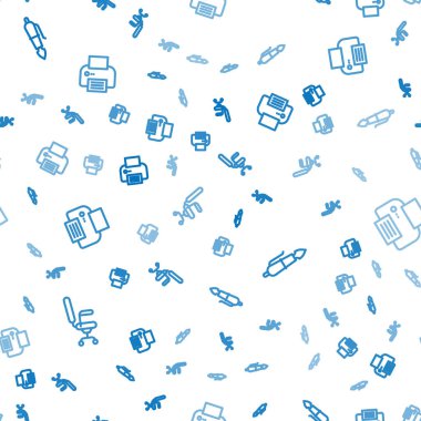 Hat ofis sandalyesini, dolmakalem ucunu ve yazıcıyı pürüzsüz desene ayarlayın. Vektör