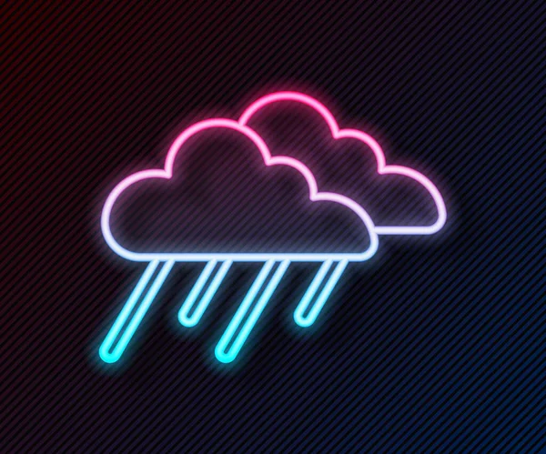 Siyah Zemin Üzerinde Yağmur Ikonu Olan Parlak Neon Çizgisi Yağmur — Stok Vektör