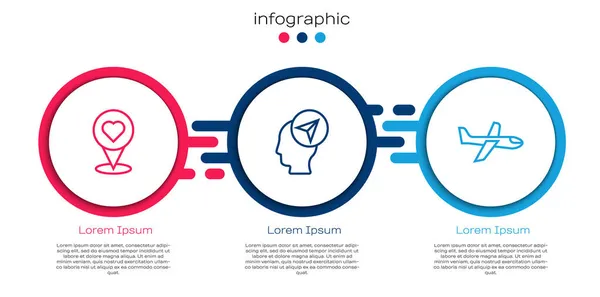 Çizgiyi Kalp Insan Uçak Ile Ayarla Ticari Bilgi Şablonu Vektör — Stok Vektör