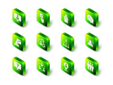 Takım lideri, konuşmacı, baş avcılığı, kullanıcı grubu, hiyerarşi organizasyon şeması, işçi konumu ve proje ekibi ikonu. Vektör