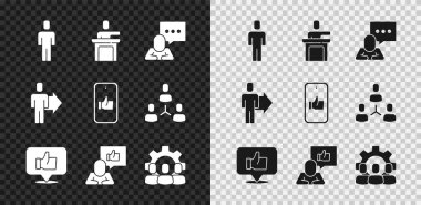 Kafa avcılığı, konuşmacı, baloncuk sohbeti, El gibi proje ekibi üssü, takım lideri ve ikon. Vektör