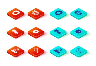 Set Hunter, Olta, Off Road Car, Sun, Tırmanma halatı ve Vahşi Aslan ikonu. Vektör