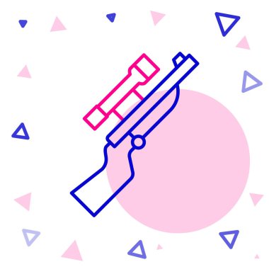 Beyaz arka planda dürbünlü dürbünlü keskin nişancı tüfeği. Renkli taslak konsepti. Vektör.