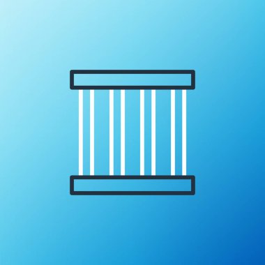 Hat Cezaevi pencere simgesi mavi arkaplanda izole edildi. Renkli taslak konsepti. Vektör