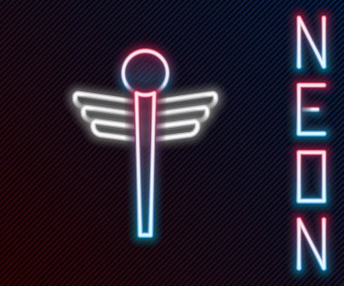 Siyah arkaplanda parlayan neon hattı Caduceus yılan tıbbi sembolü ikonu izole edildi. İlaç ve sağlık hizmetleri. Eczane, ilaç, eczane amblemi. Renkli taslak konsepti. Vektör