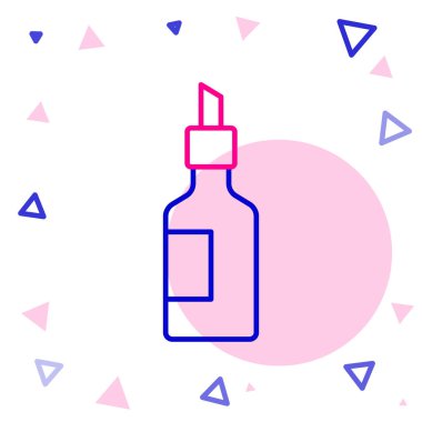 Beyaz arka planda izole edilmiş zeytin yağı ikonu çizgisi. Zeytinyağı ikonlu sürahi. Renkli taslak konsepti. Vektör