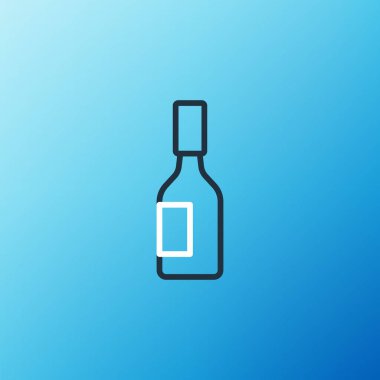 Tabasco sos simgesi mavi arkaplanda izole edildi. Kırmızı biberli baharatlı biber sosu. Renkli taslak konsepti. Vektör