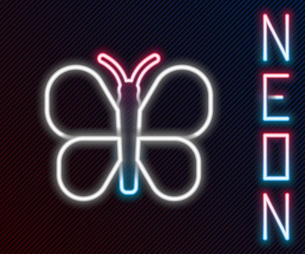 Gloeiende Neon Lijn Butterfly Pictogram Geïsoleerd Zwarte Achtergrond Kleurrijk Concept — Stockvector