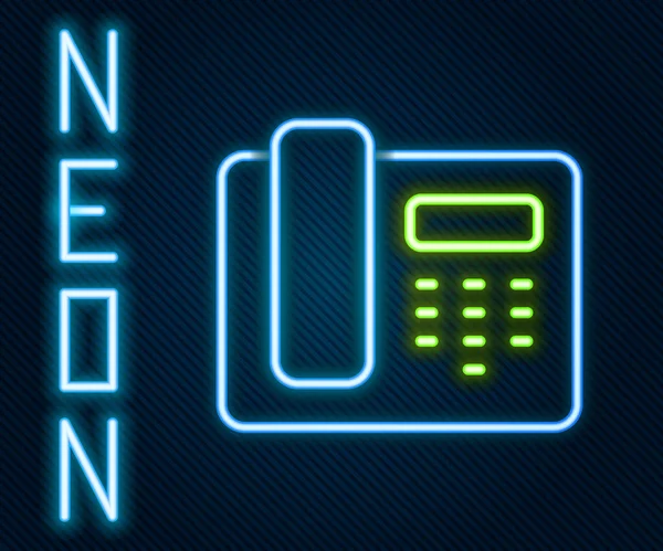 Leuchtende Neon Line Telefon Stunden Unterstützung Symbol Isoliert Auf Schwarzem — Stockvektor