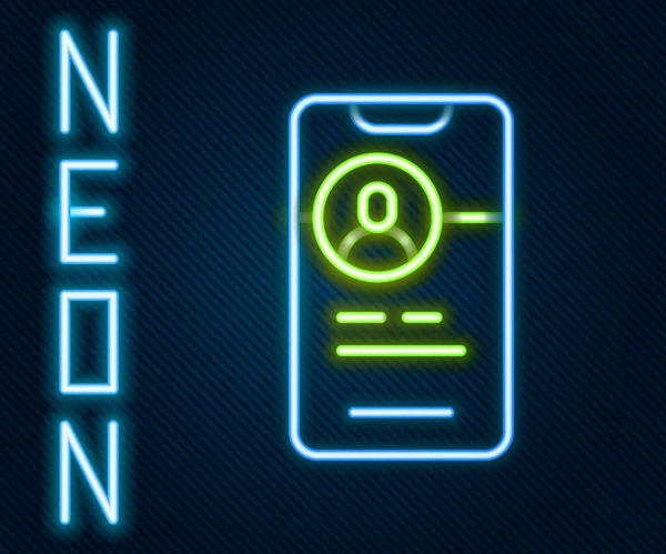 Świecąca Neonowa Linia Dating App Online Mobile Concept Icon Isolated — Wektor stockowy