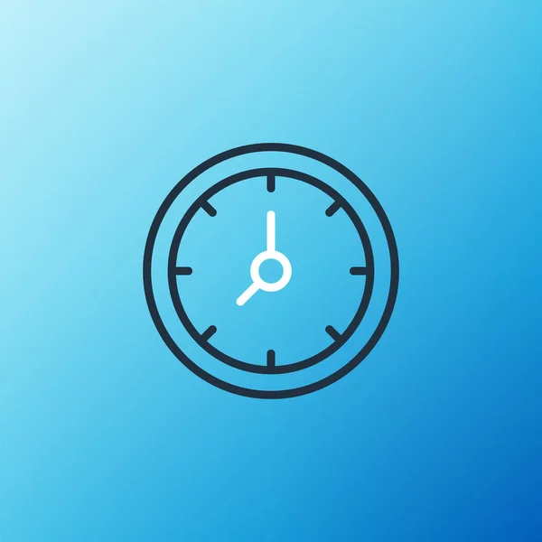 Icône Horloge Ligne Isolé Sur Fond Bleu Symbole Temporel Concept — Image vectorielle