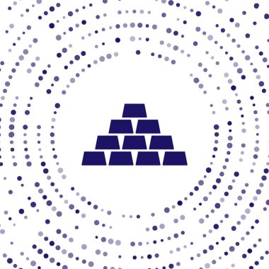 Beyaz arkaplanda mavi altın çubuk simgesi izole edildi. Bankacılık işi konsepti. Soyut çember rastgele noktalar. Vektör