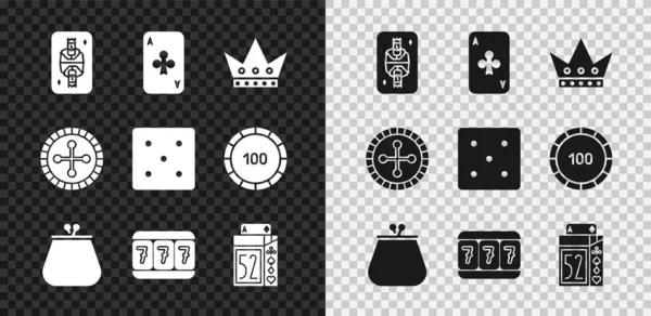 Definir Rei Cartão Jogar Com Diamantes Jogando Clubes Carteira Slot — Vetor de Stock