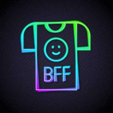 Parlayan neon hattı BFF ya da en iyi arkadaşlar sonsuza kadar siyah arkaplanda izole edilmiş ikon. Vektör.