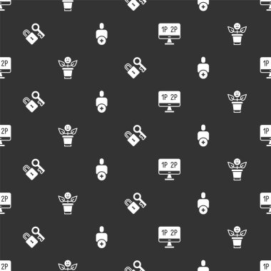 Bilgisayar monitörü ekranını ayarla, BFF en iyi arkadaşları sonsuza kadar kilitle, anahtarla kilitle ve kusursuz desen ekle. Vektör