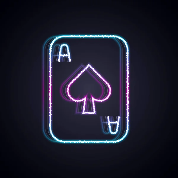 Светящаяся неоновая линия Иконка игральных карт изолирована на черном фоне. Игры в казино. Вектор — стоковый вектор