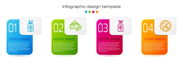 Set line Vegan food diet, Organic cosmetic, and No meat. Business infographic template. Vector — Stock Vector