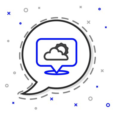 Çizgi Konumu Bulut simgesi beyaz arkaplanda izole edildi. Renkli taslak konsepti. Vektör