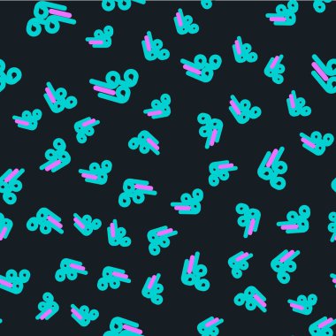 Çizgi Rüzgârlı hava simgesi siyah arkaplanda izole edilmiş. Bulut ve rüzgar. Vektör