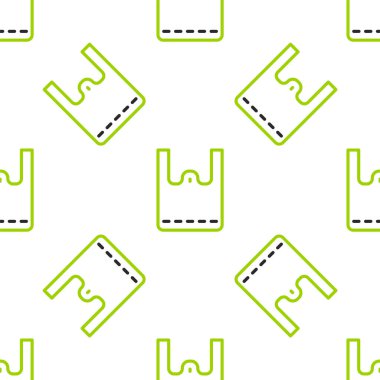 Çizgi kâğıt poşet ikonu beyaz arka planda izole edilmiş pürüzsüz desen. Paket işareti. Vektör