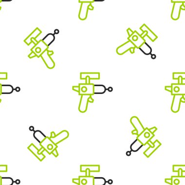 Ray silahı ikonu beyaz arka planda izole edilmiş kusursuz desen. Lazer silahı. Uzay silahı. Vektör