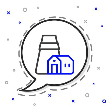 Hat Santrali ve fabrika ikonu beyaz arka planda izole edildi. Enerji endüstrisi konsepti. Renkli taslak konsepti. Vektör