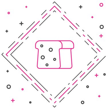 Beyaz arka planda izole edilmiş kızarmış kızarmış ekmek ikonu için kızarmış ekmek tostu. Öğle yemeği, akşam yemeği, kahvaltı atıştırmalığı. Renkli taslak konsepti. Vektör