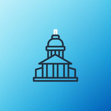 Satır Müzesi ikonu mavi arkaplanda izole edildi. Renkli taslak konsepti. Vektör