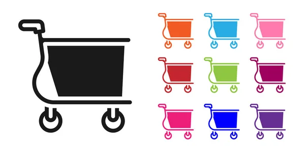 Black Shopping Cart Icon Isolated White Background Online Buying Concept — Stock Vector